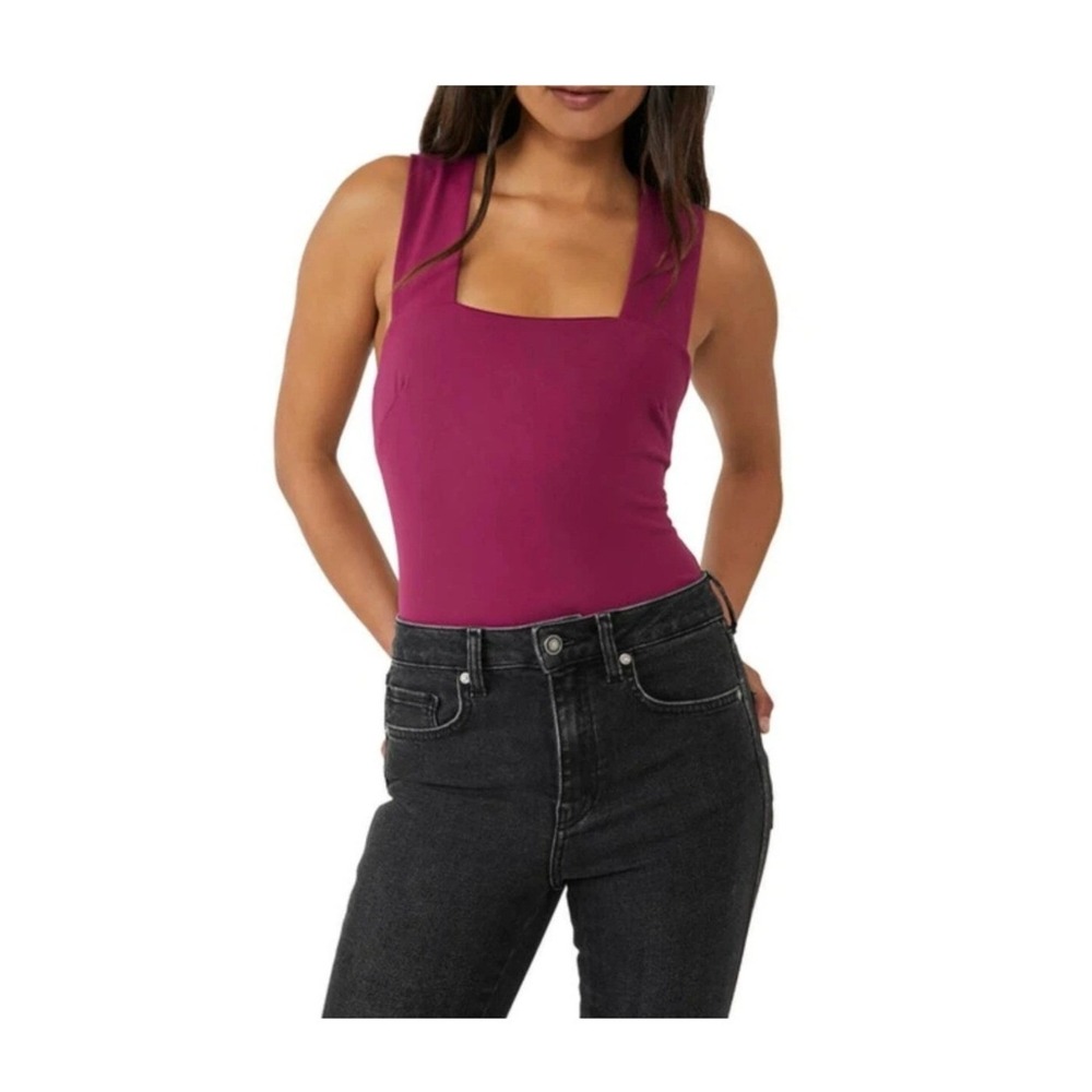 Free People She's So Sleek Bodysuit Raspberry Pink Purple /‎ Women's XL